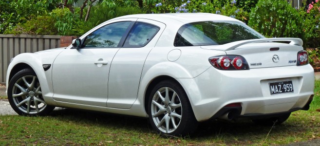 2008вЂ“2010 Mazda RX-8 (FE Series 2) coupe, photographed in Sans Souci, New South Wales, Australia.