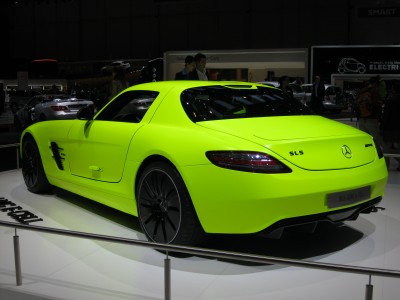 An electric Mercedes-Benz SLS exposed at the Geneva Motor Show in 2011.