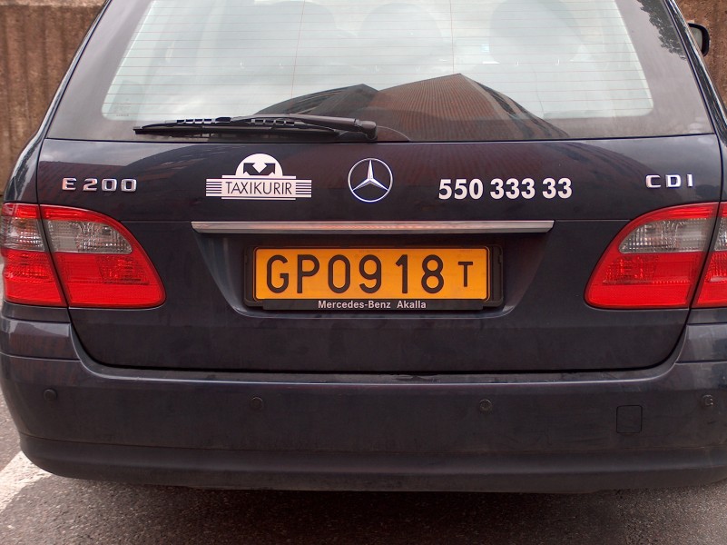 Swedish taxi license plate