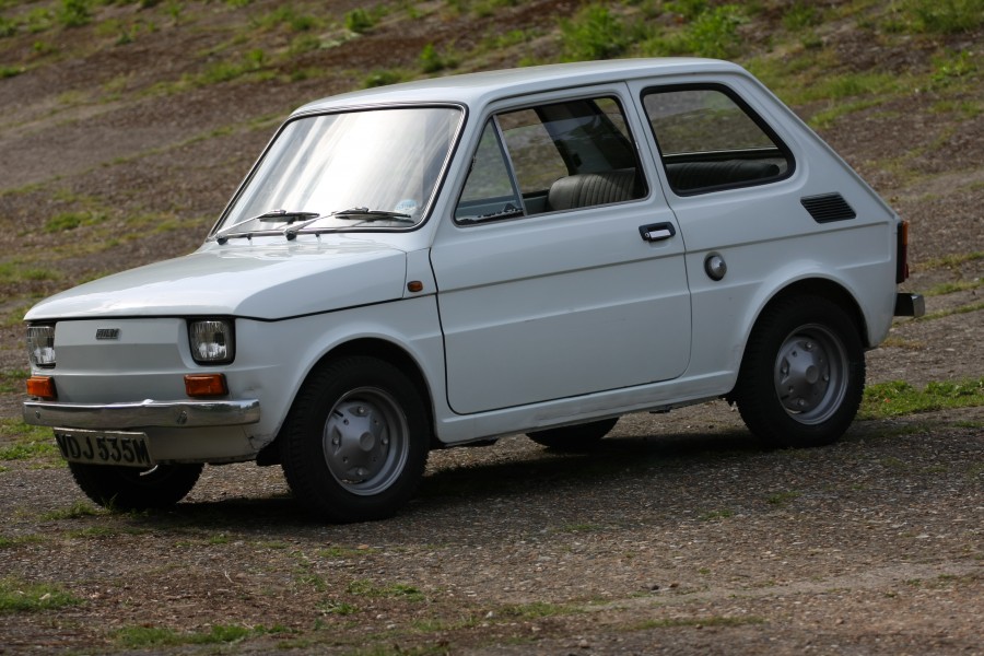 White left hand drive Fiat 126 produced in 1973 12