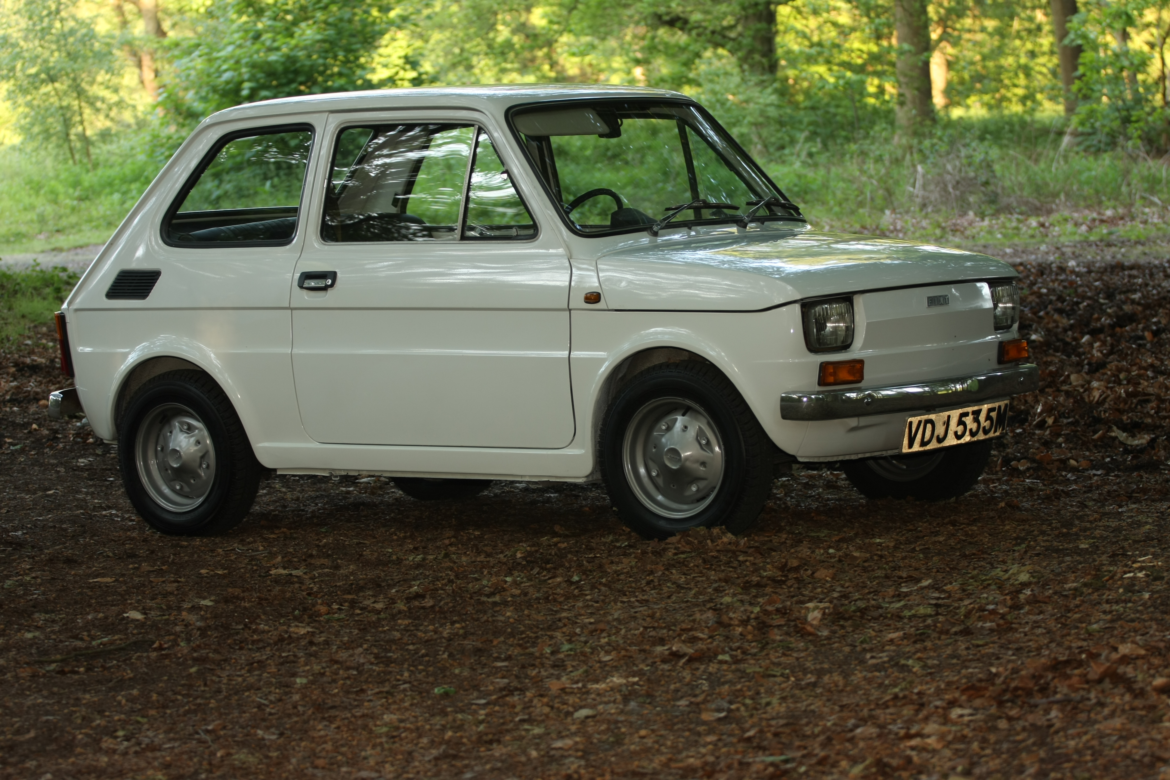 White left hand drive Fiat 126 produced in 1973 4