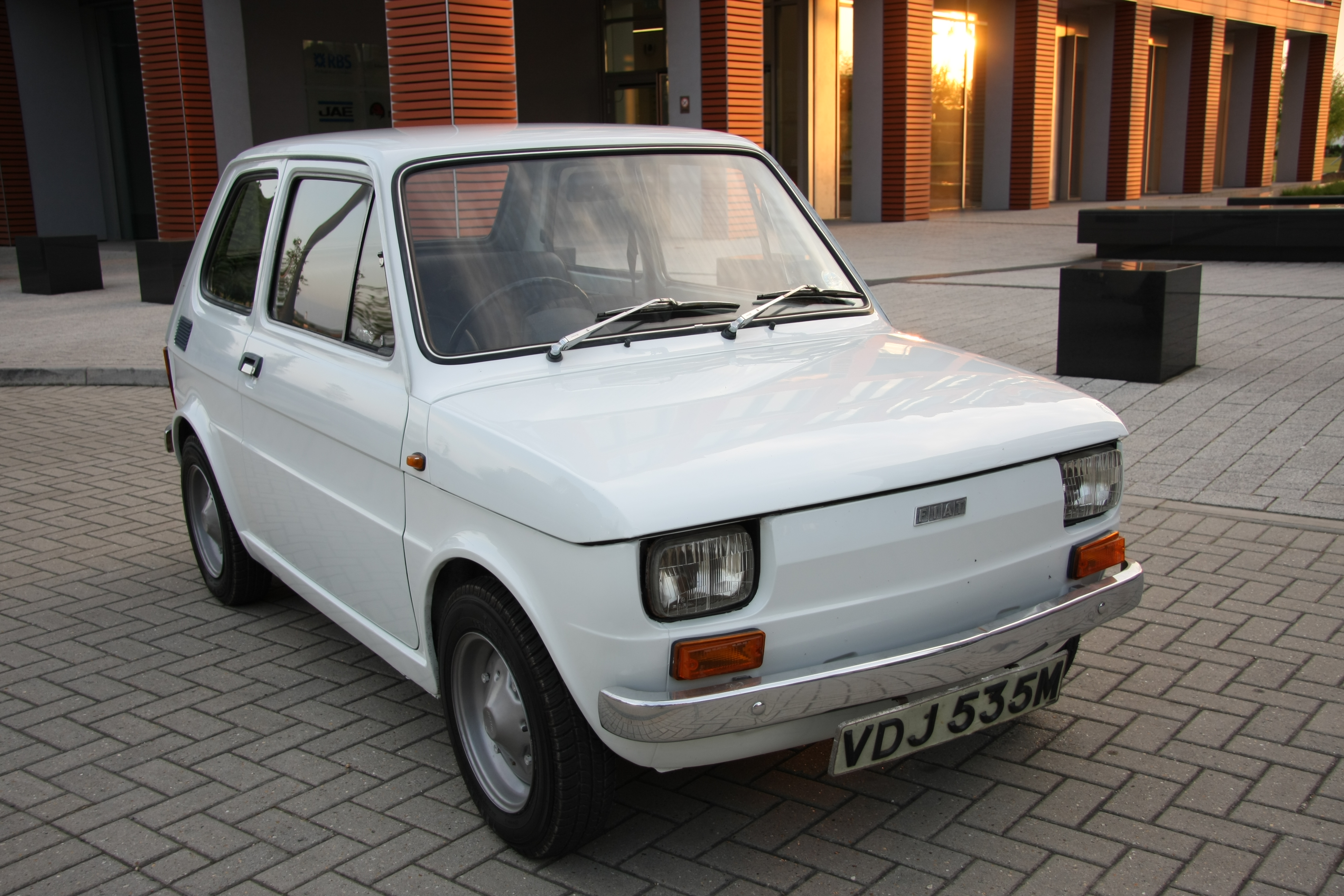 White left hand drive Fiat 126 produced in 1973 6
