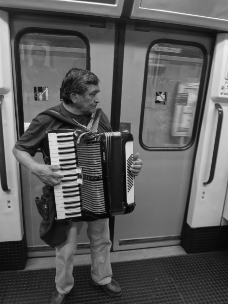 A musician on a subway in Madrid, Spain '