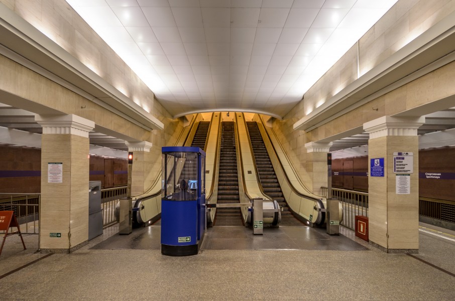Metro SPB Line5 Sportivnaya Small Escalators