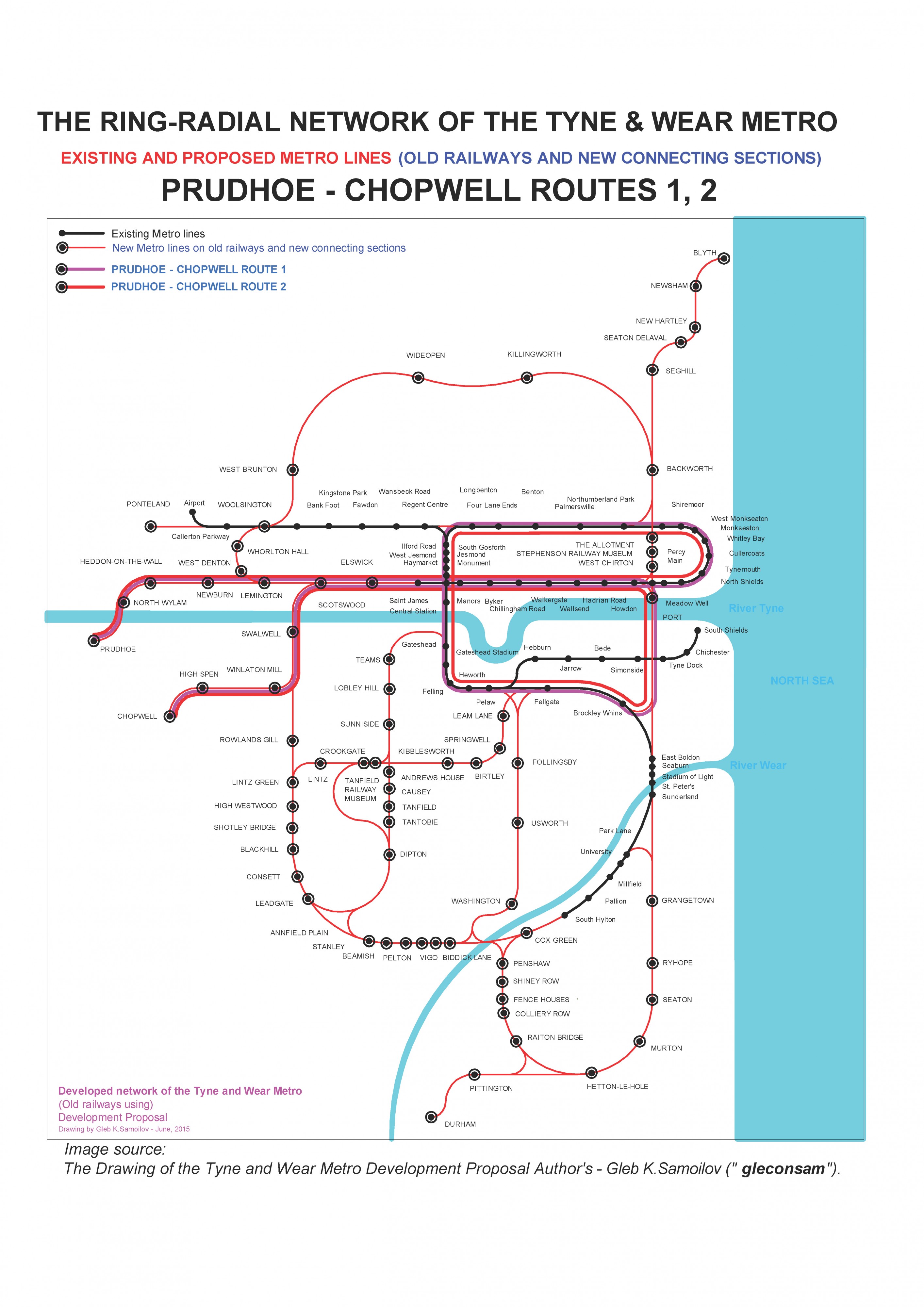PRUDHOE ~ CHOPWELL routes 1 and 2 of the Tyne and Wear Metro Ring-Radial network