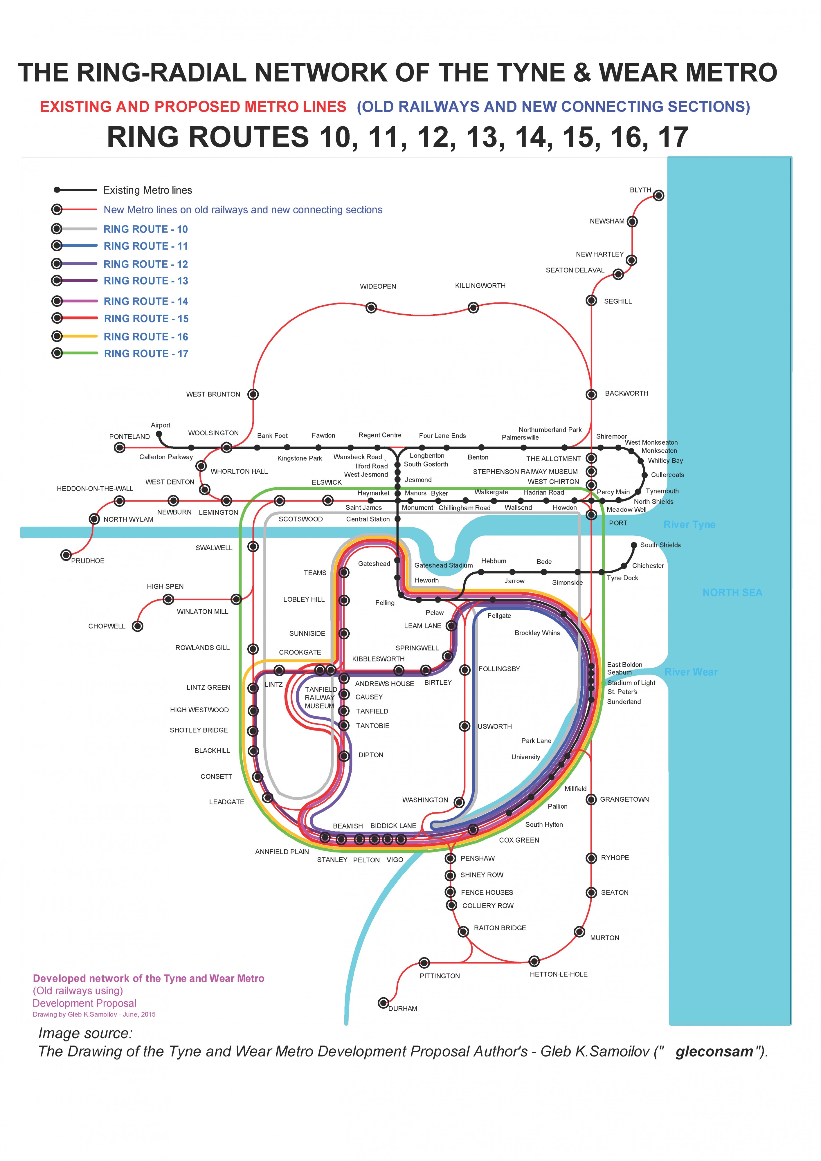 the Ring-Radial network of the Tyne and Wear Metro – ring routes 10 - 17