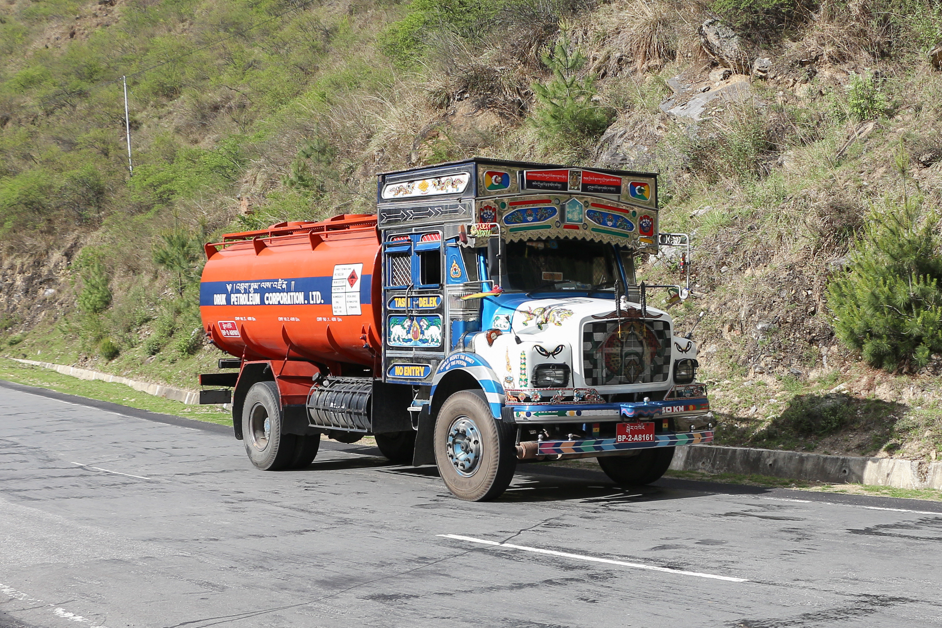 Tank truck on Phuentsholing-Thimphu highway, Bhutan