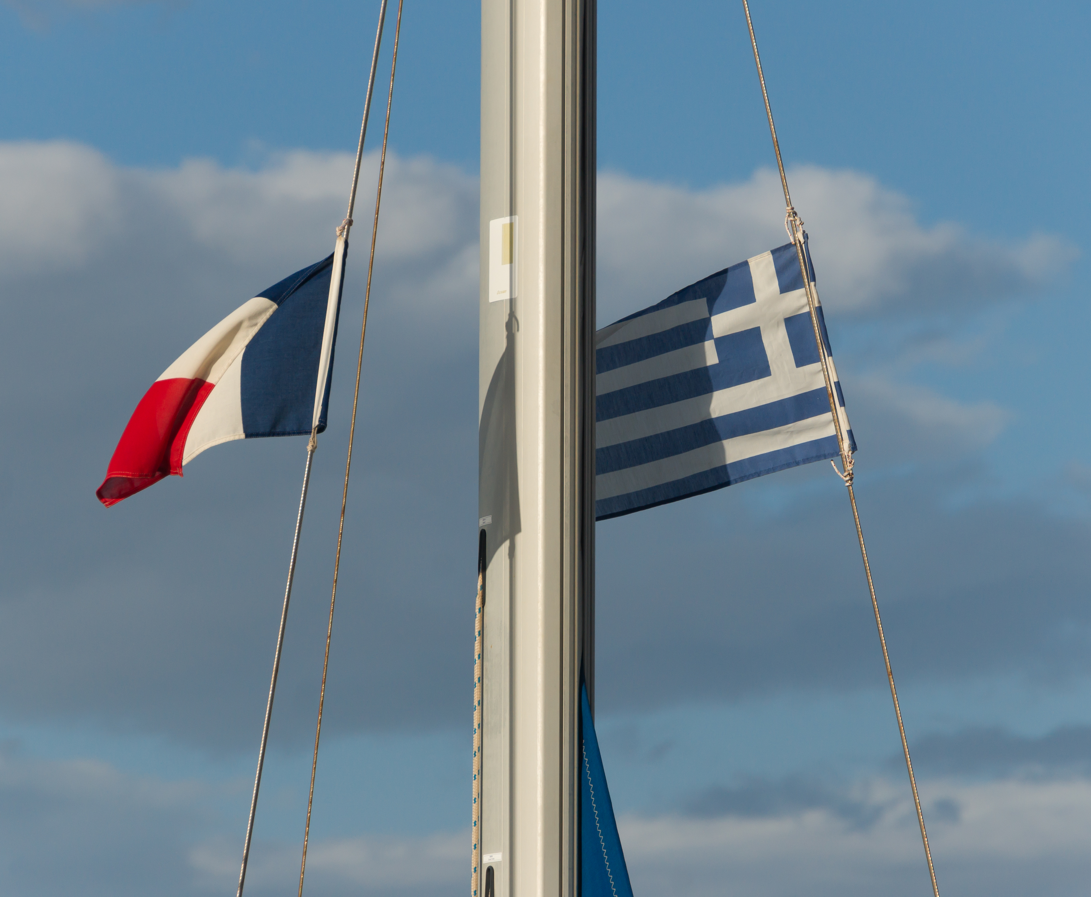 French greek flags harbour Chania