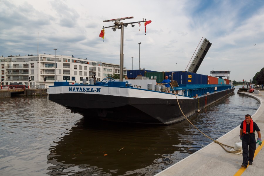 Bruges Belgium Cargoship-Natasha-N-in-Dampoort-Lock-01