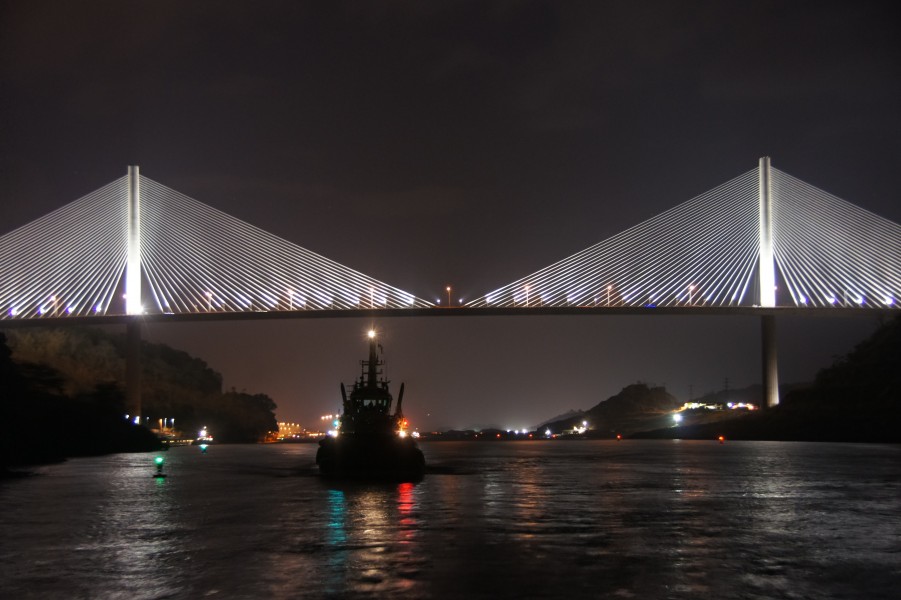 Centennial Bridge in Panama at night