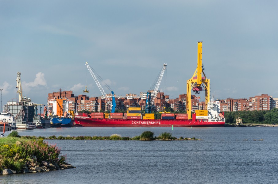 Container ship in Kronstadt