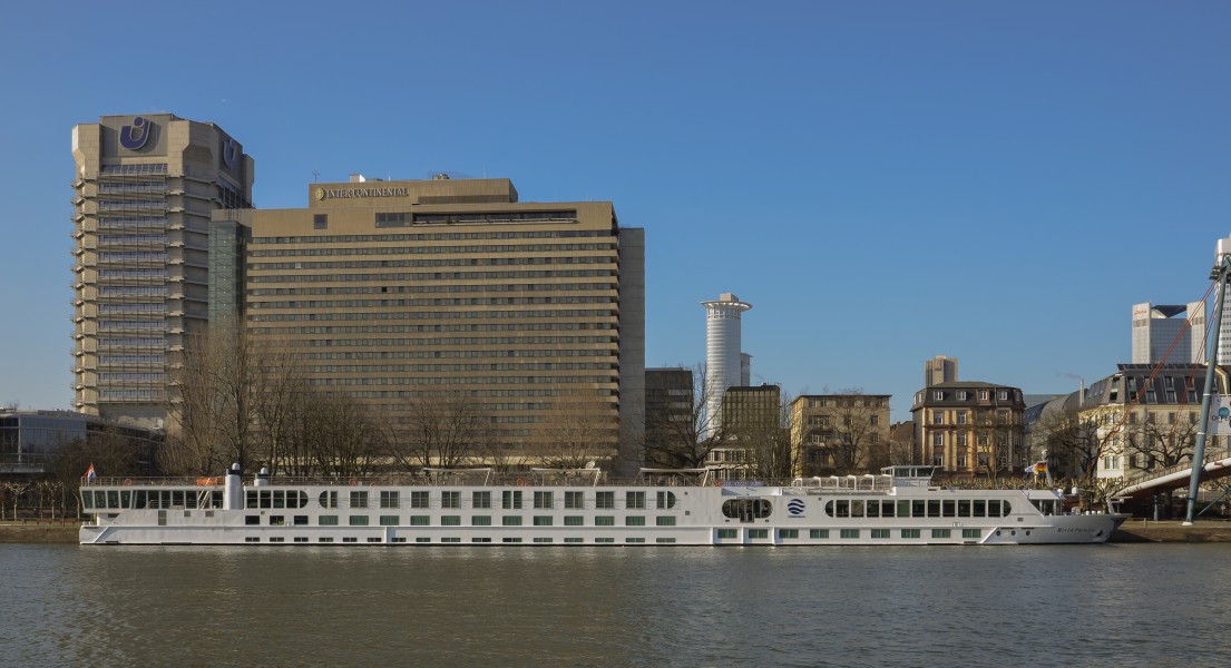 Frankfurt-Germany Intercontinental hotel with river Main and ship River Princess