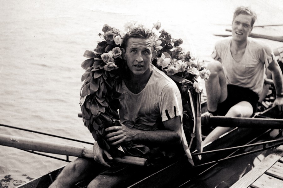 Oarsmen after a boat race in 1947