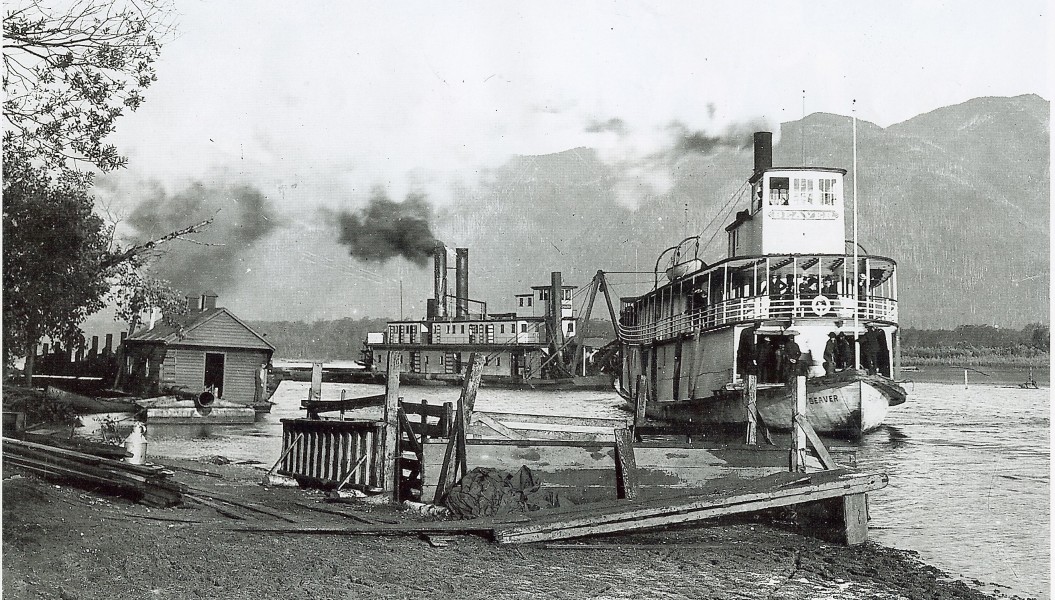Paddlewheelers at Chilliwack Landing near the present day end of Wellington Street