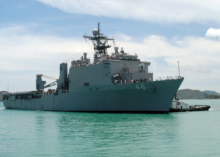 US Navy 080608-N-3581D-002 The amphibious dock landing ship USS Tortuga (LSD 46) arrives in Thailand from a recent Cooperation Afloat Readiness and Training (CARAT) exercise in the Philippines
