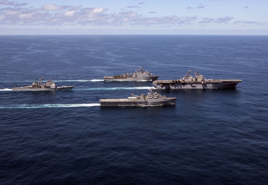 US Navy 090521-M-8752R-174 he Bataan Amphibious Ready Group (ARG) is underway in formation in the Atlantic Ocean