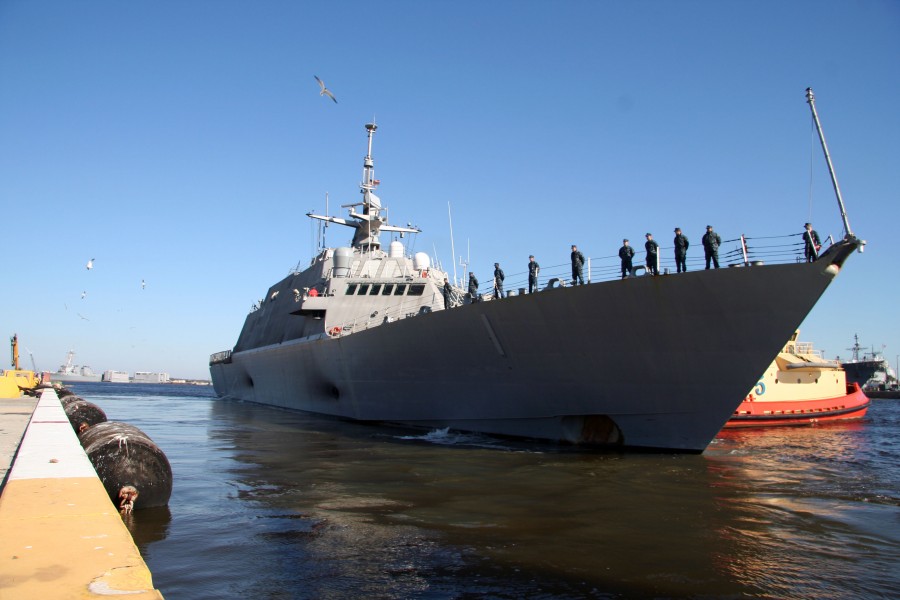 US Navy 100216-N-5060D-135 The littoral combat ship USS Freedom (LCS 1) departs Naval Station Mayport for its first operational deployment