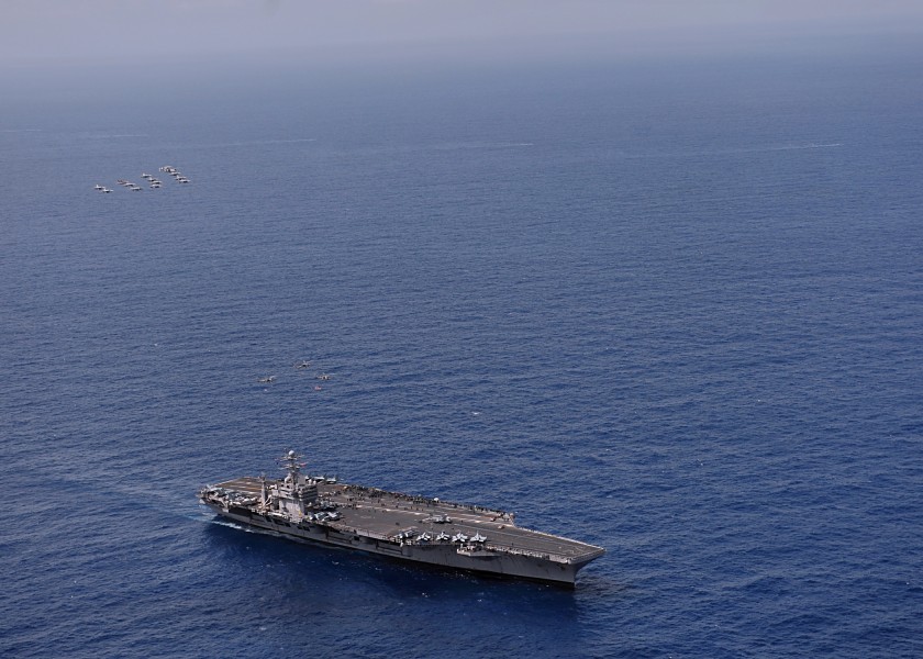 US Navy 110309-N-PM781-400 The aircraft carrier USS Abraham Lincoln (CVN 72) transits the Pacific Ocean during an air power demonstration