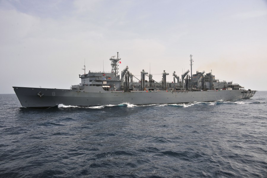 US Navy 110407-N-0074G-007 The Military Sealift command fast combat support ship USNS Arctic (T-AOE 8) prepares to pull alongside the aircraft carr