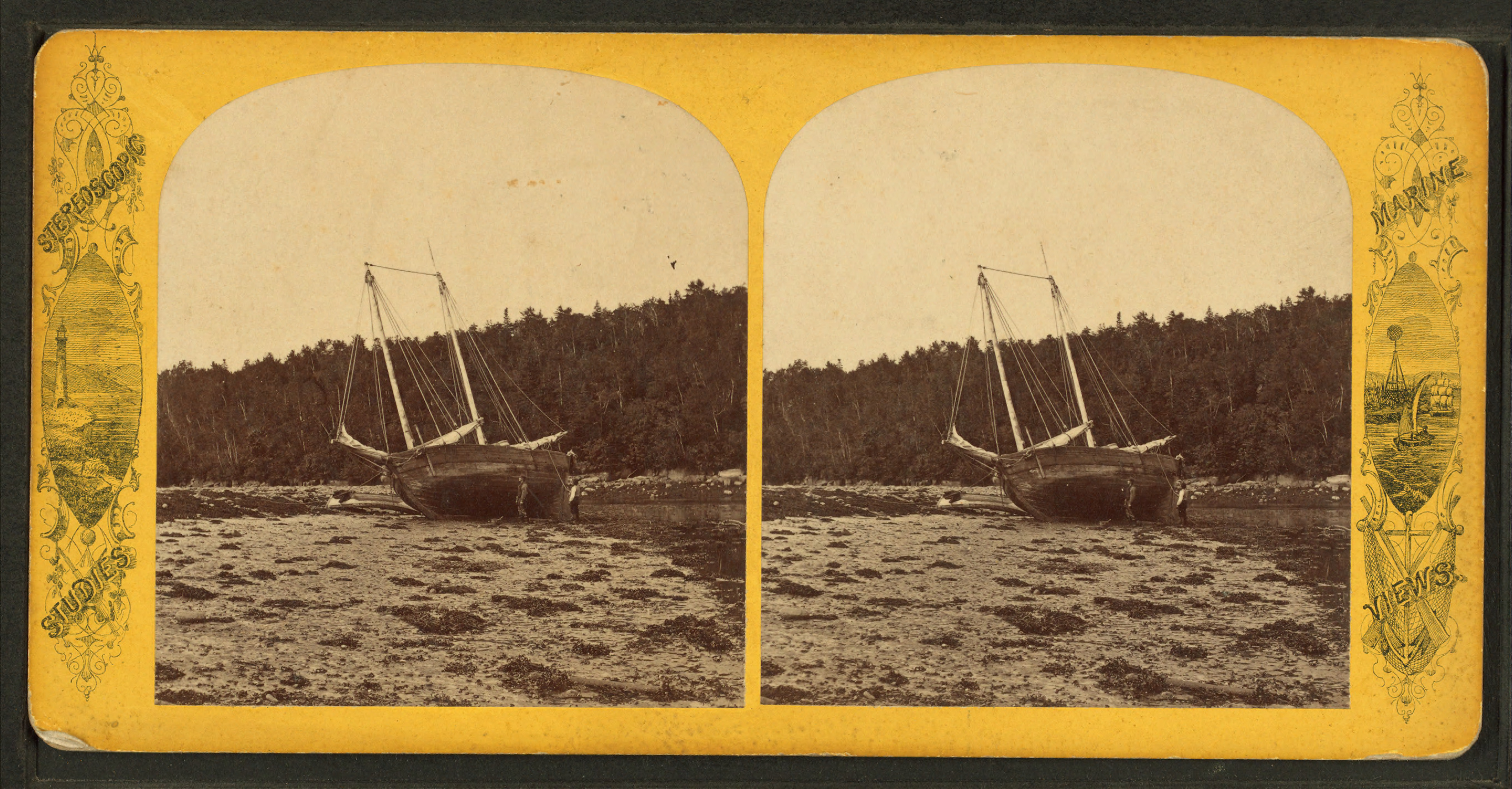 Schooner on the Bar, from Robert N. Dennis collection of stereoscopic views