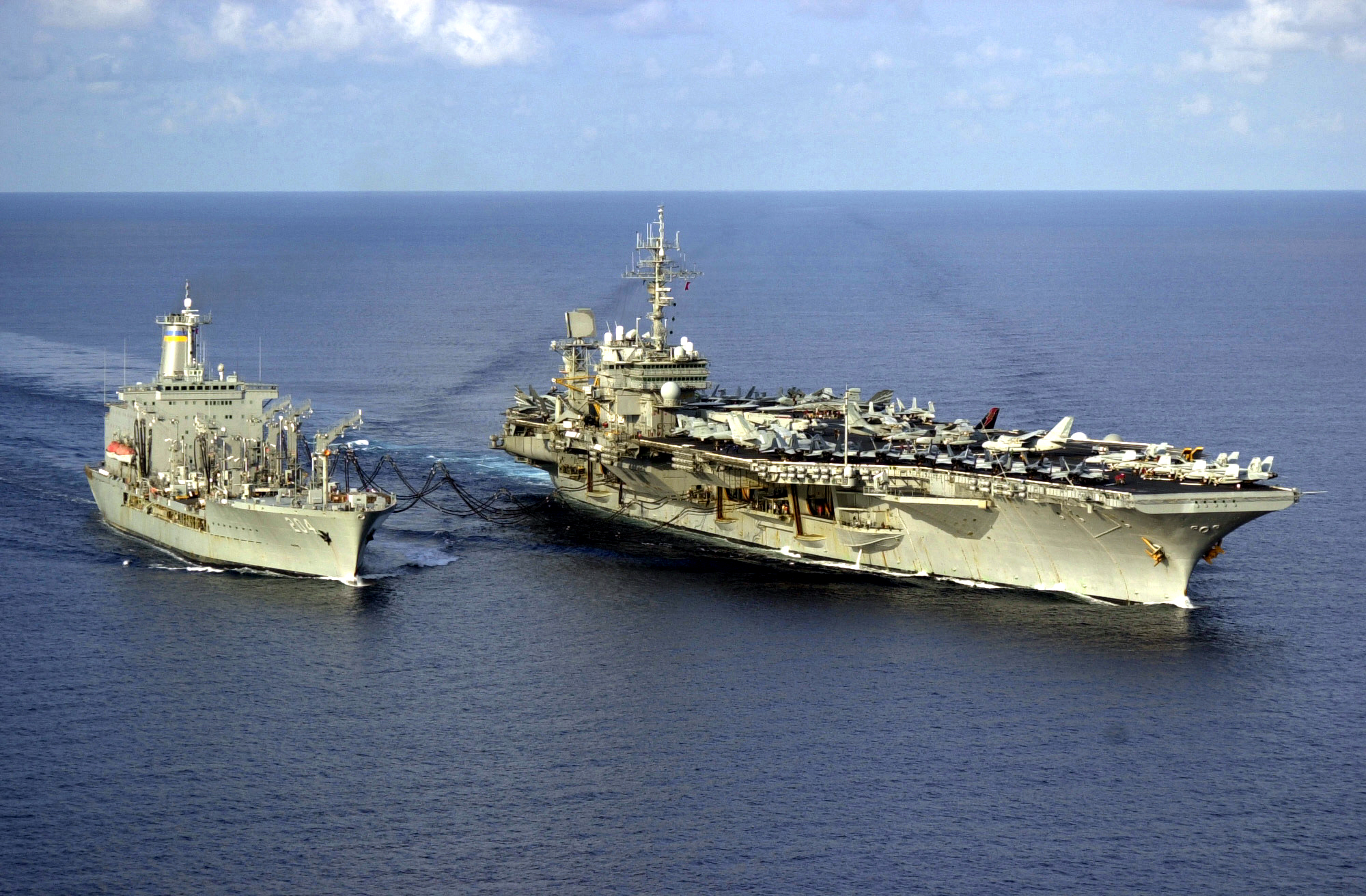 US Navy 020515-N-0271M-022 USS Kitty Hawk - unrep with USNS Rappahannock