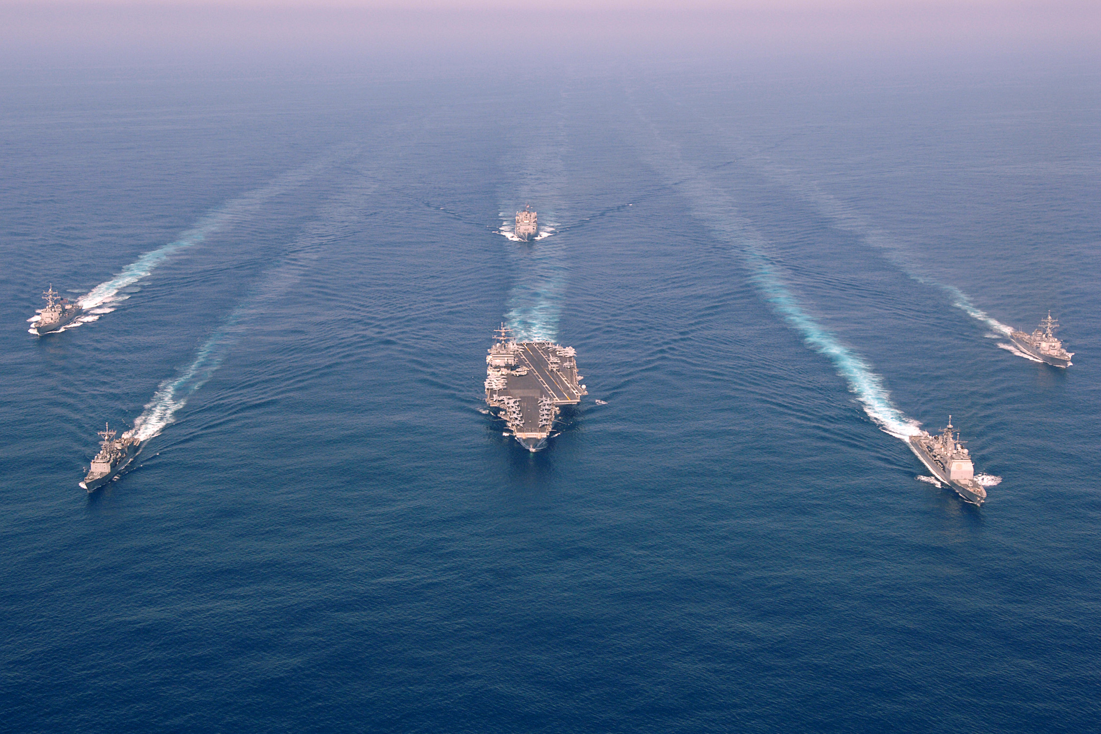 US Navy 060507-N-0119G-001 The Enterprise Carrier Strike group (CSG) sails through the Atlantic Ocean in formation