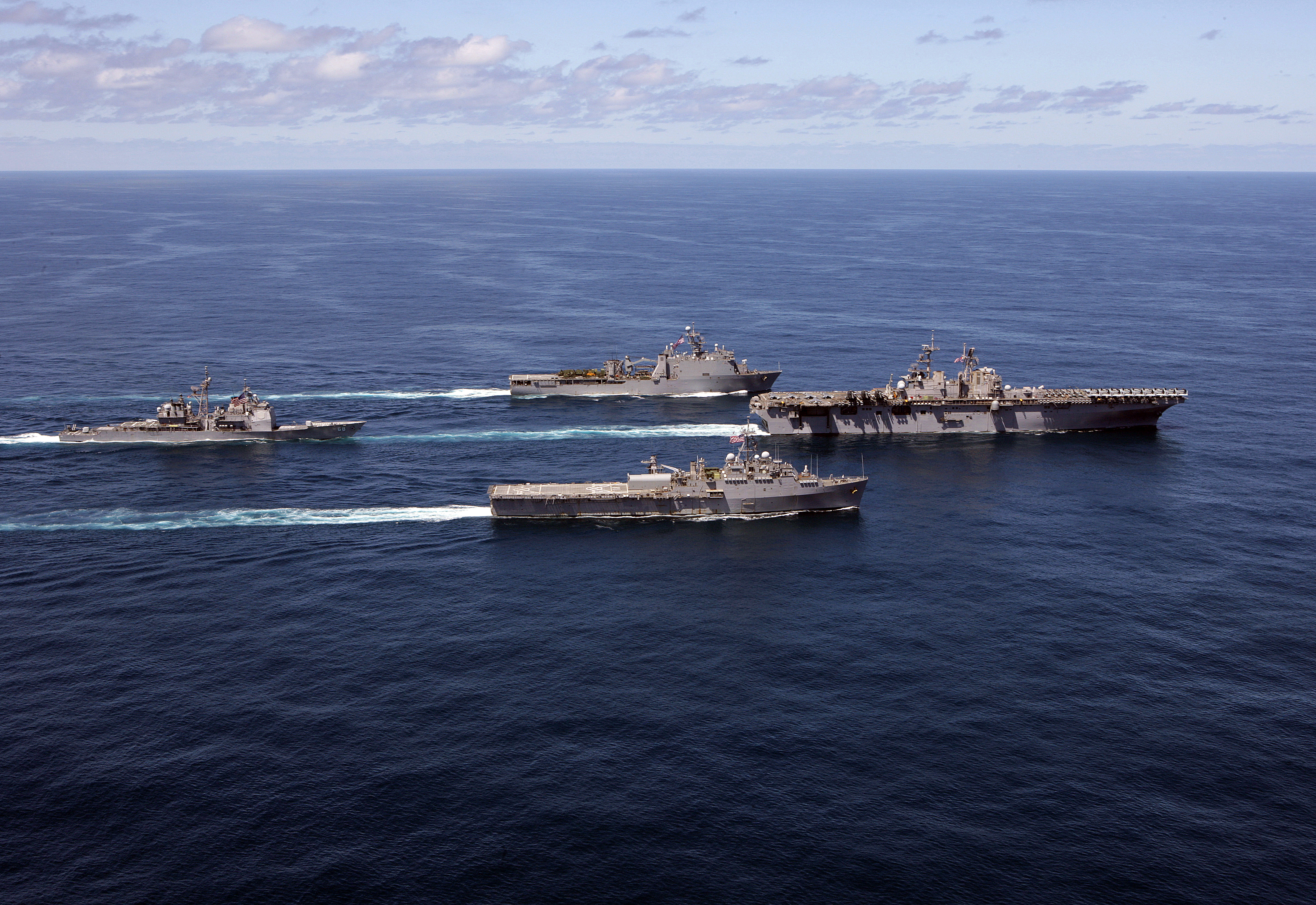 US Navy 090521-M-8752R-174 he Bataan Amphibious Ready Group (ARG) is underway in formation in the Atlantic Ocean