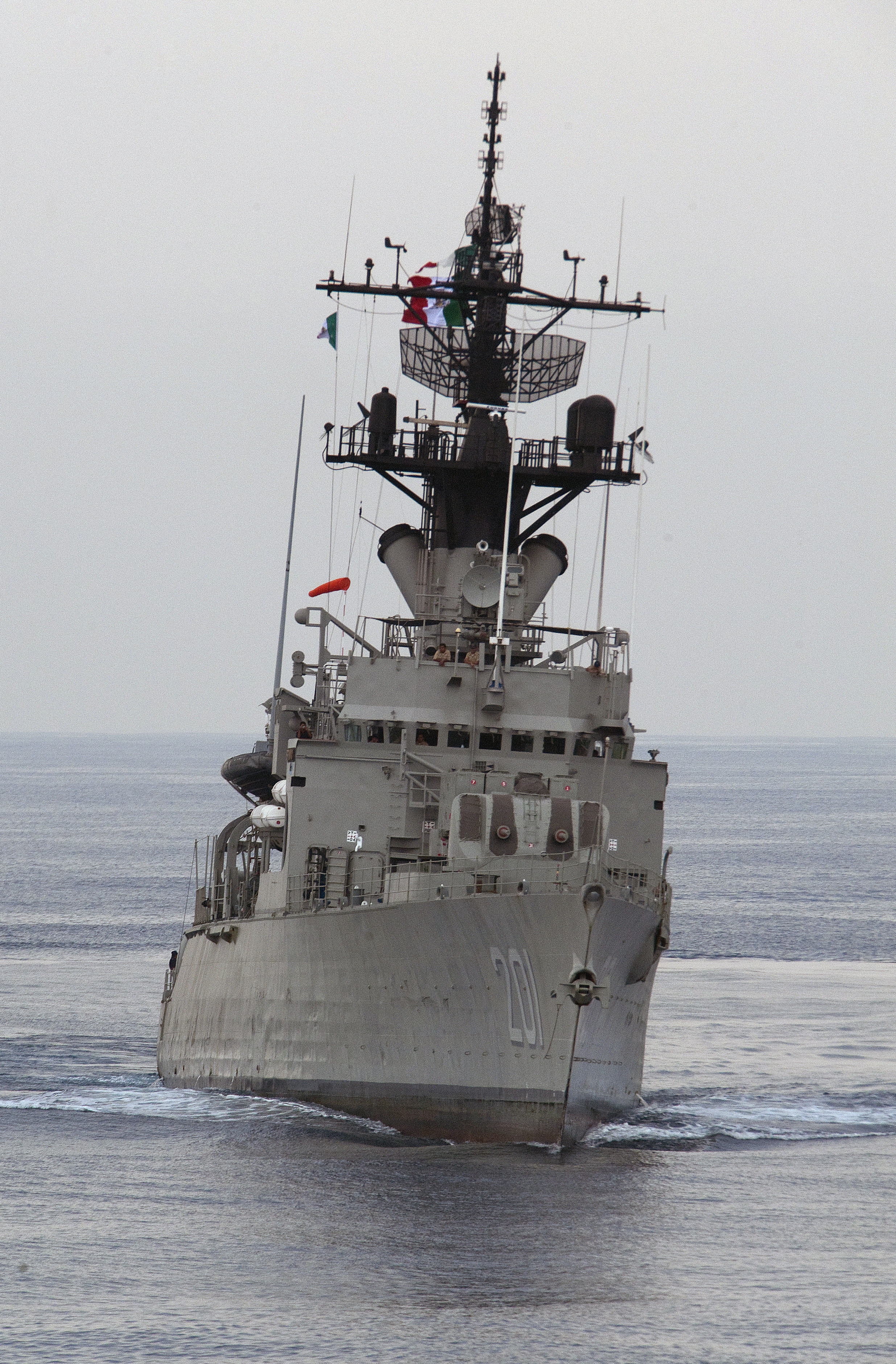 US Navy 100622-N-5319A-002 The Mexican navy frigate Arm Bravo (F 201) maneuvers off the coast of Manzanillo, Mexico 