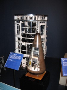 Gamma 201 engine and re-entry head of the Black Knight rocket at the Science Museum, London.