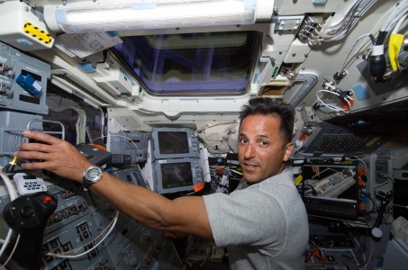 Astronaut Joseph Acaba operated Discovery's robotic arm after the shuttle reaches space.