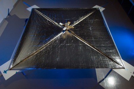 A photo of the experimental solar sail, NanoSail-D.