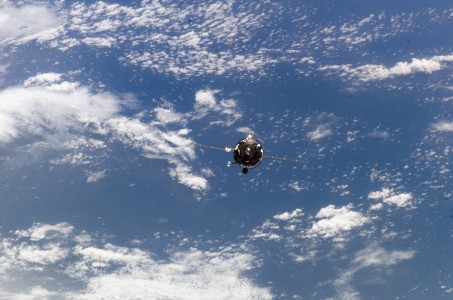 Progress M1-11 seen from the International Space Station during docking.