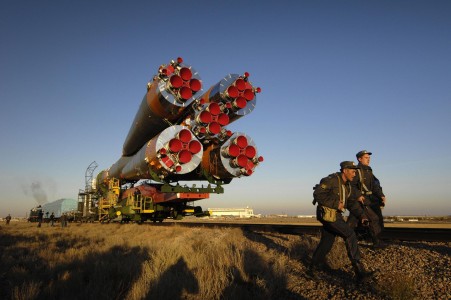 This photo by NASA photographer Bill Ingalls has been honored by United Press International as one of the top pictures of 2007. Ingalls took the photo of the Soyuz TMA-11 spacecraft on Oct. 8 as it was transported by train to its launch pad at the Baikonur Cosmodrome in Kazakhstan.