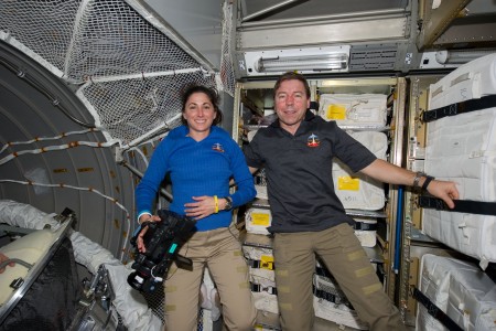 NASA astronauts Nicole Stott and Michael Barratt, both STS-133 mission specialists, are pictured in the European Space Agency's 