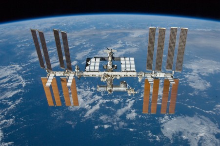The International Space Station is featured in this image photographed by an STS-132 crew member on space shuttle Atlantis after the station and shuttle began their post-undocking relative separation. Undocking of the two spacecraft occurred at 10:22 a.m. (CDT) on May 23, 2010, ending a seven-day stay that saw the addition of a new station module, replacement of batteries and resupply of the orbiting outpost.