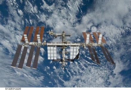 The International Space Station is featured in this image photographed by an STS-132 crew member on space shuttle Atlantis after the station and shuttle began their post-undocking relative separation. Undocking of the two spacecraft occurred at 10:22 a.m. (CDT) on May 23, 2010, ending a seven-day stay that saw the addition of a new station module, replacement of batteries and resupply of the orbiting outpost.