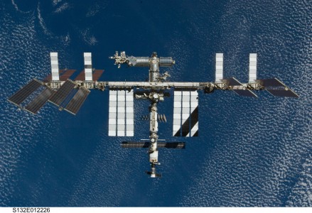 The International Space Station is featured in this image photographed by an STS-132 crew member on space shuttle Atlantis after the station and shuttle began their post-undocking relative separation. Undocking of the two spacecraft occurred at 10:22 a.m. (CDT) on May 23, 2010, ending a seven-day stay that saw the addition of a new station module, replacement of batteries and resupply of the orbiting outpost.