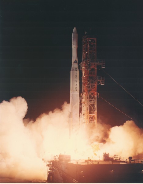 Delta-M launching Intelsat-3 satellite
