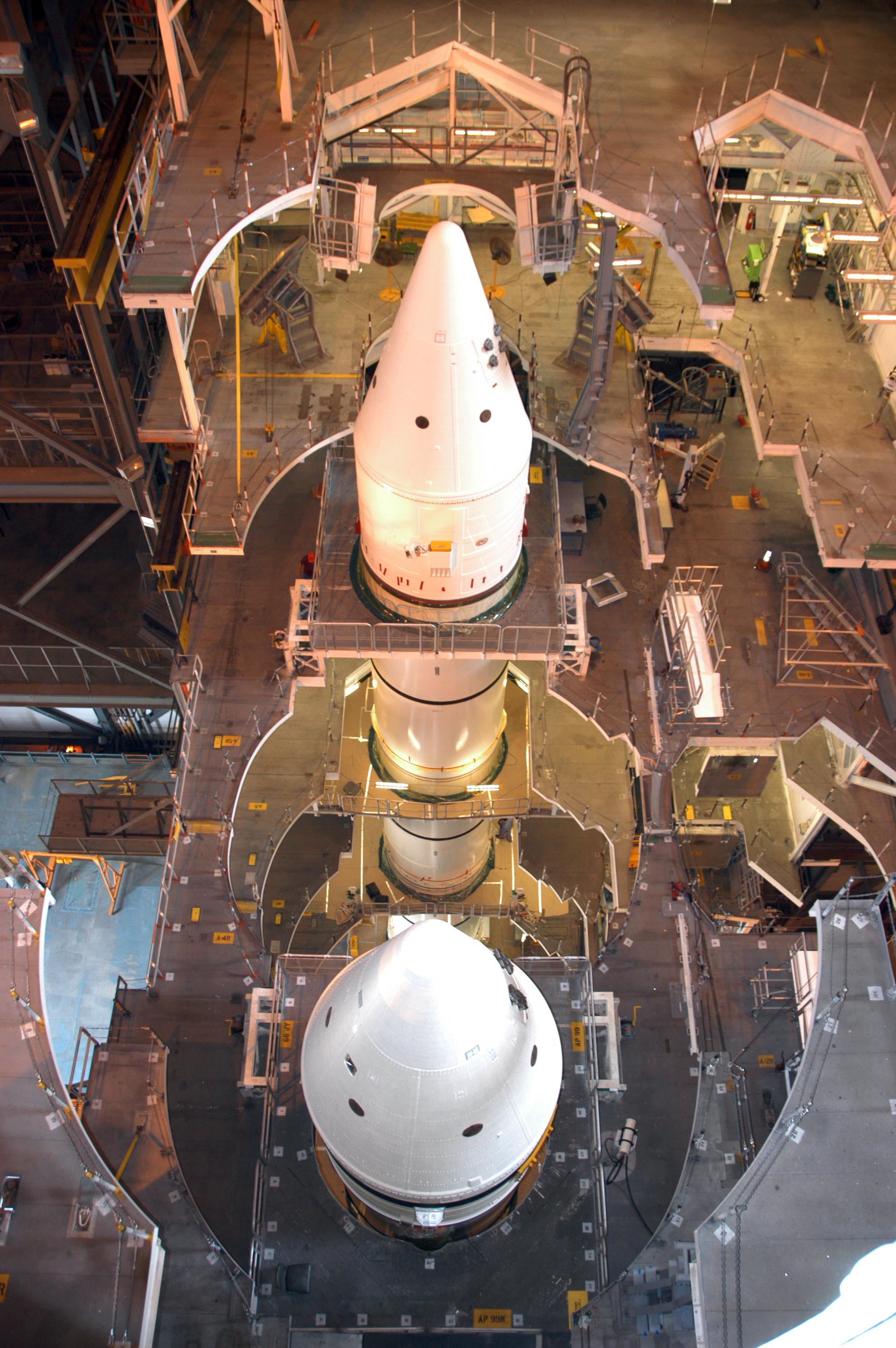 Two SRB in assembling hall seen from above