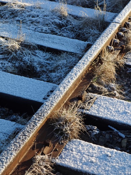 Railroad track in frost