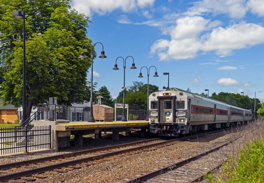 Southbound Metro-North Harlem Line train departing Dover Plains, NY, station