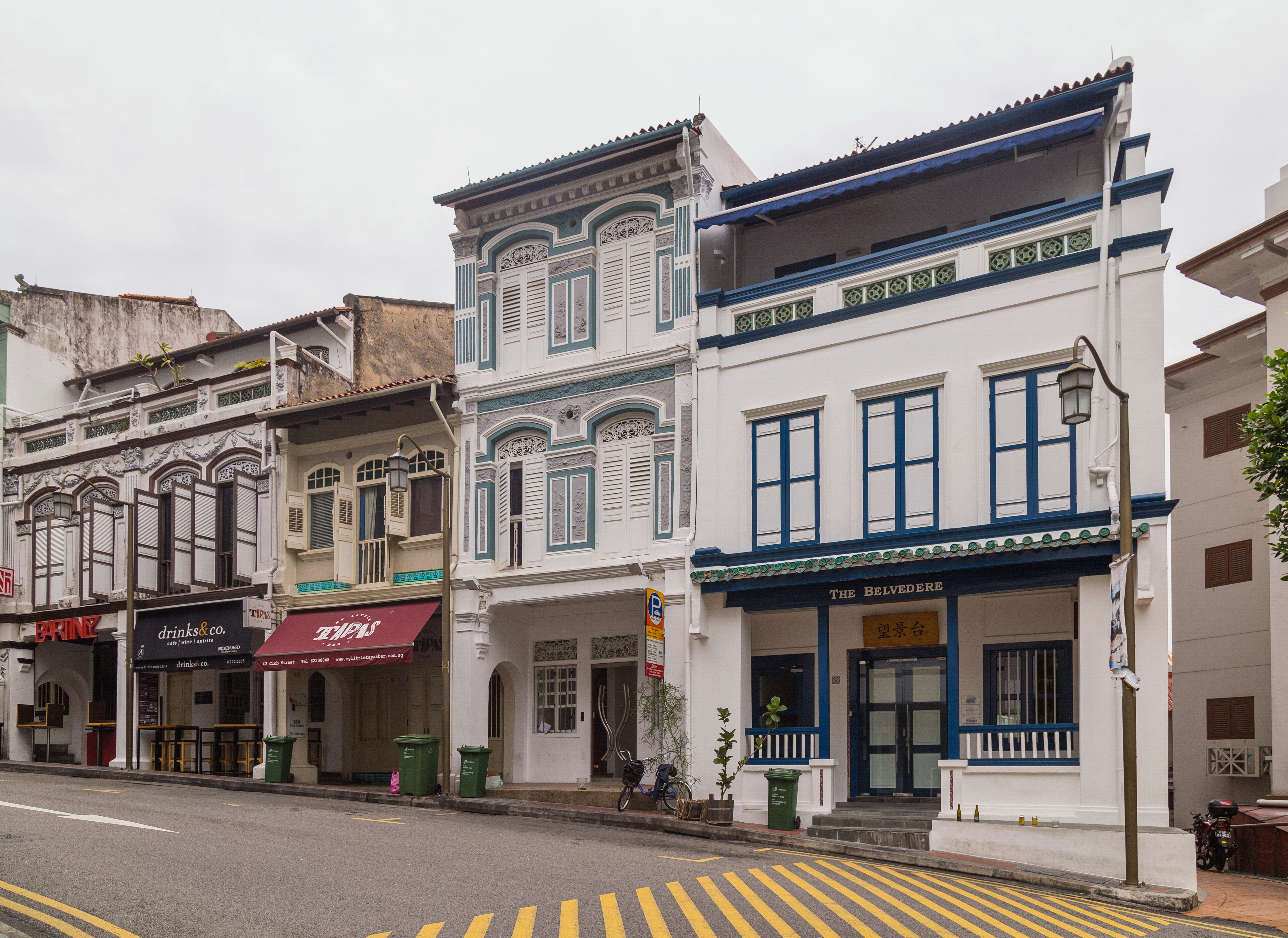 2016 Singapur, Chinatown, Ulica Klubowa, Domy-sklepy (02)