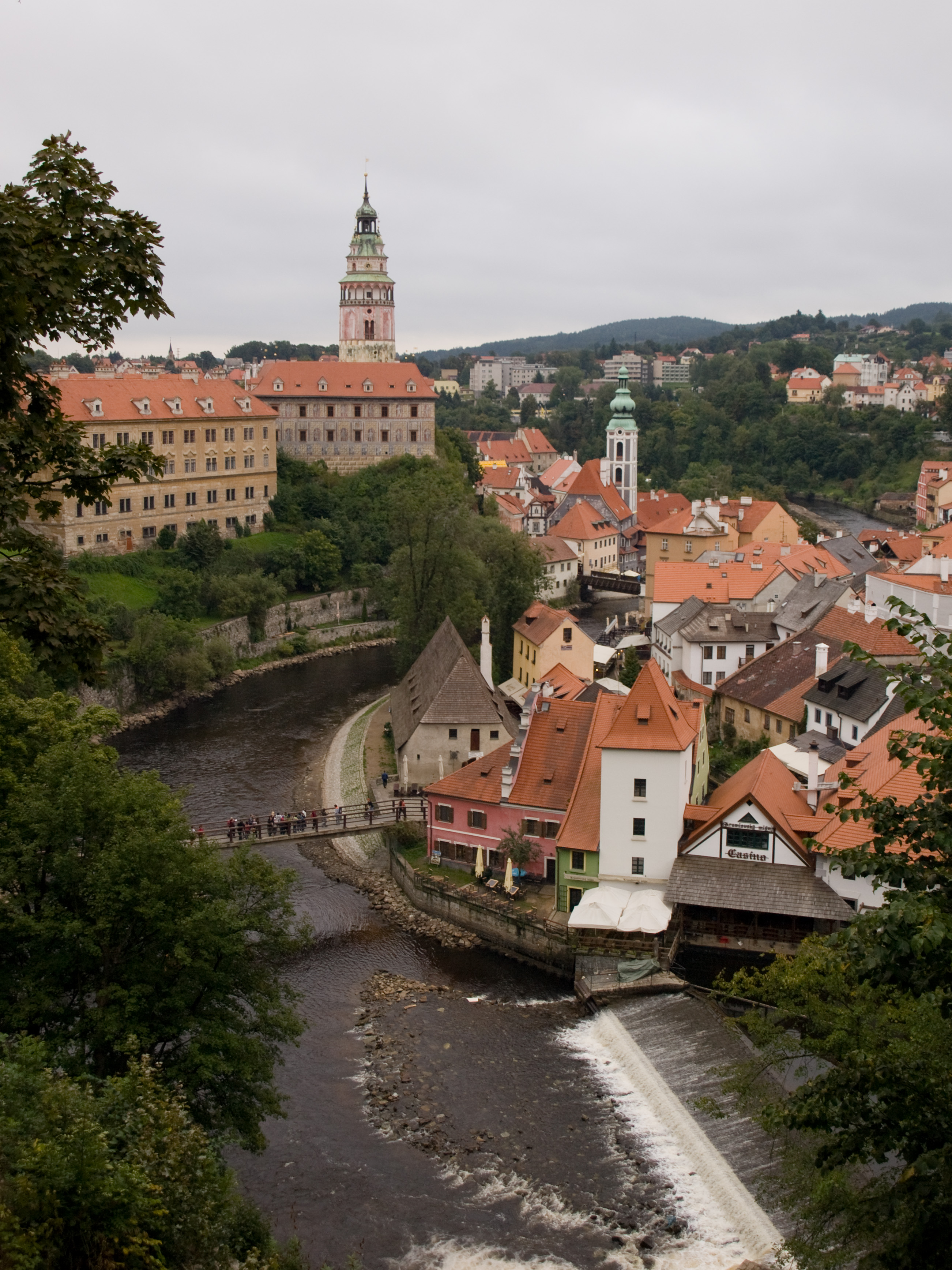 Český Krumlov, jez ze zámku
