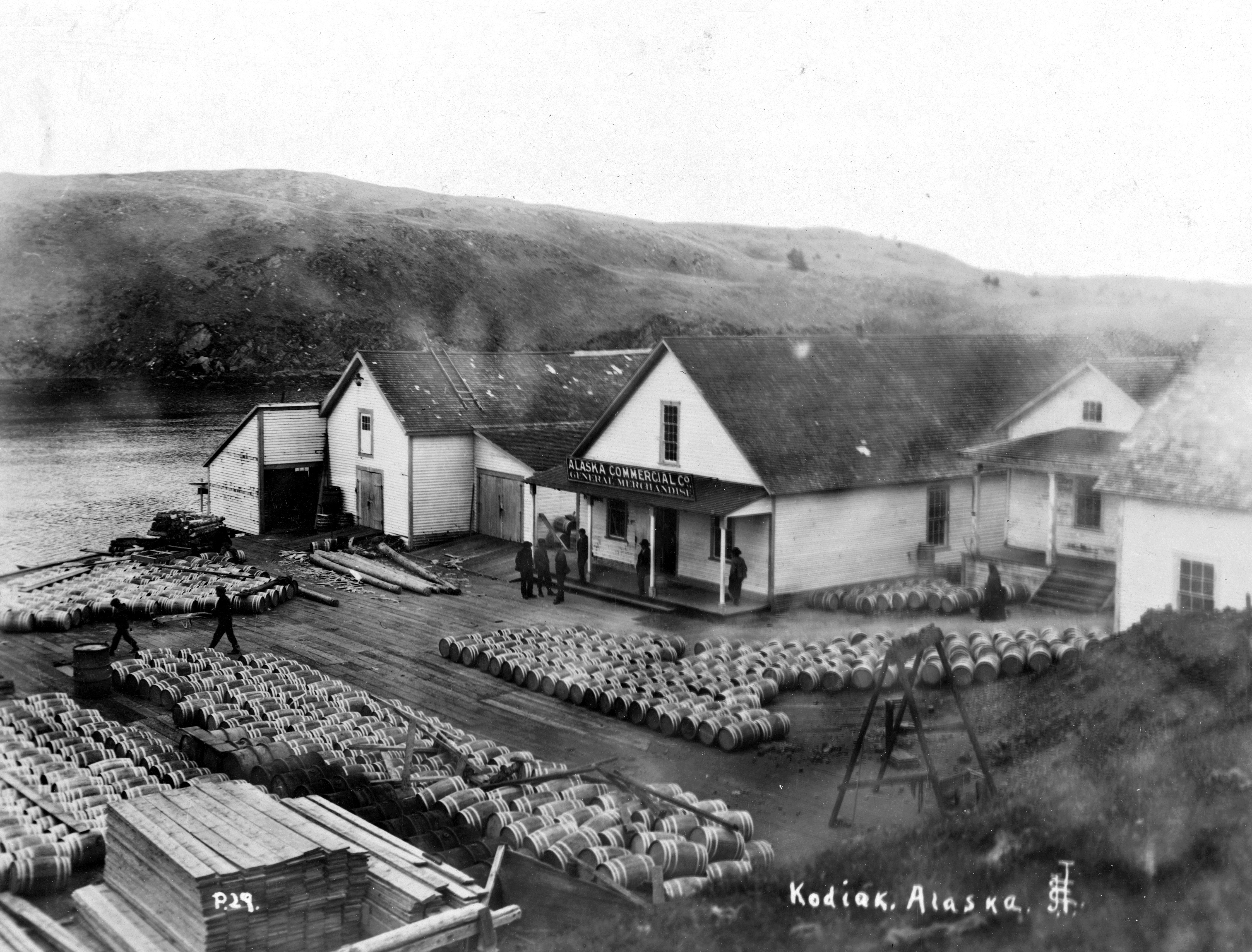 Alaksa Commercial Co and barrelled salmon, Hood Bay