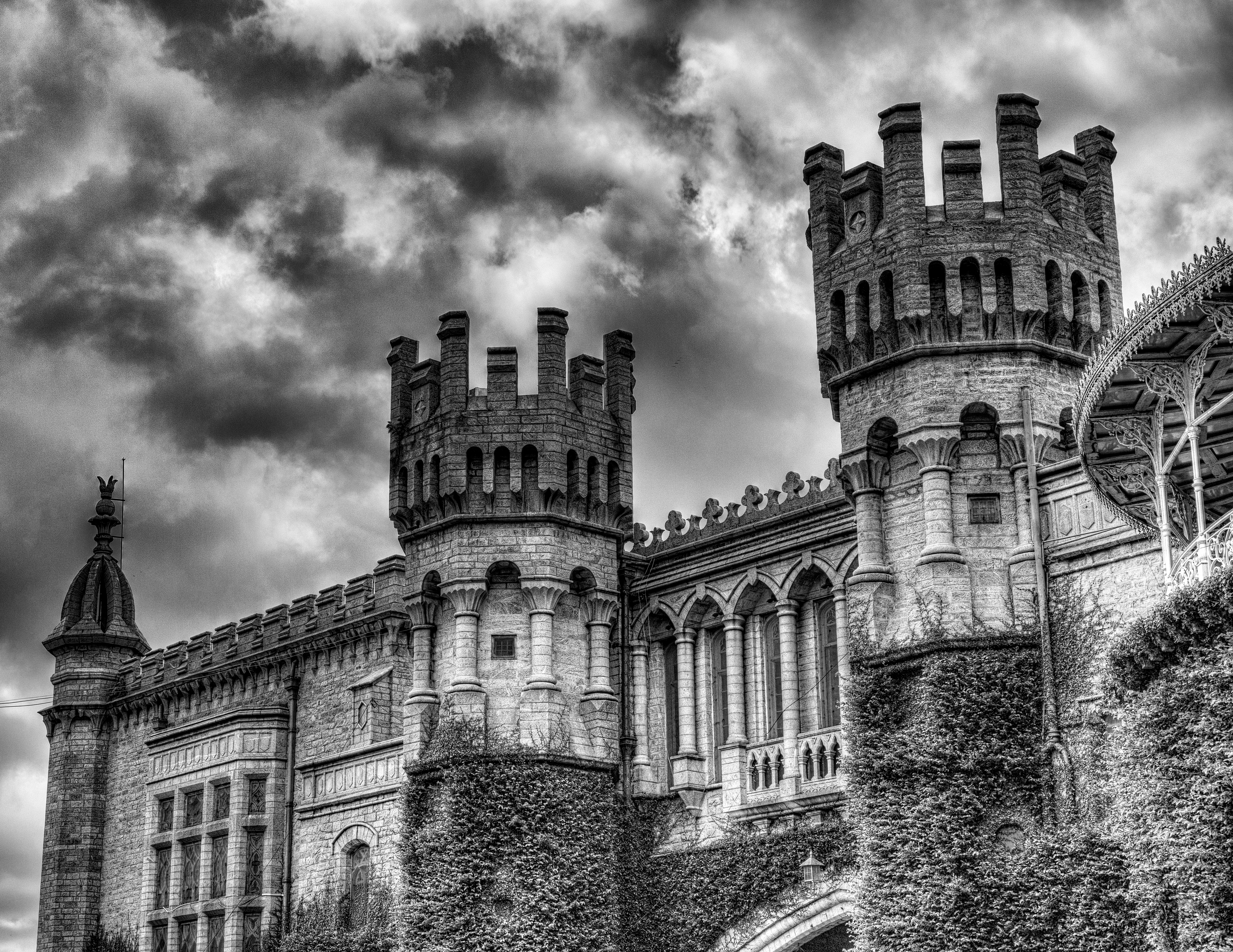 Bangalore Palace (b&w) (15705482167)