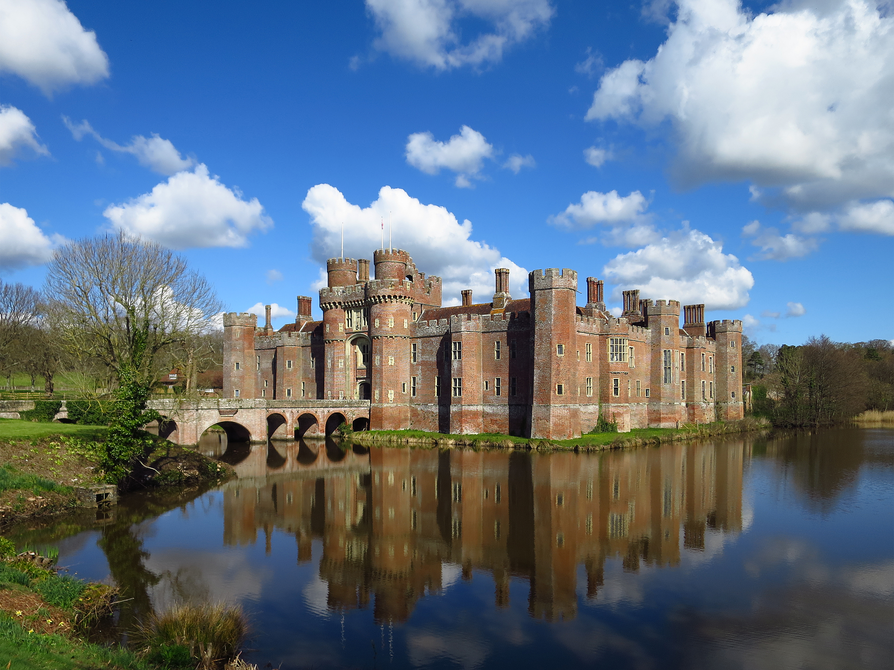 Herstmonceux Castle with moat