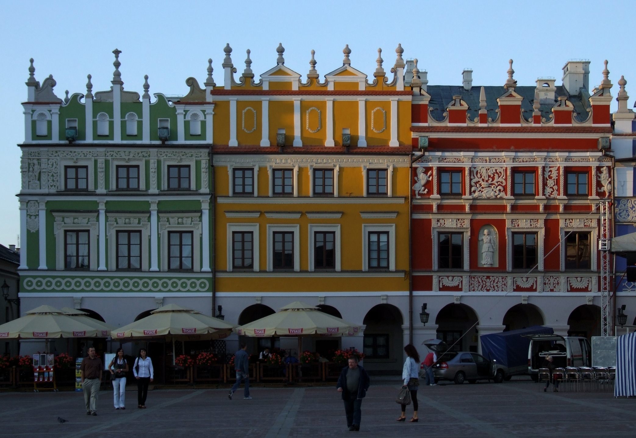 Houses in Zamość in the evening