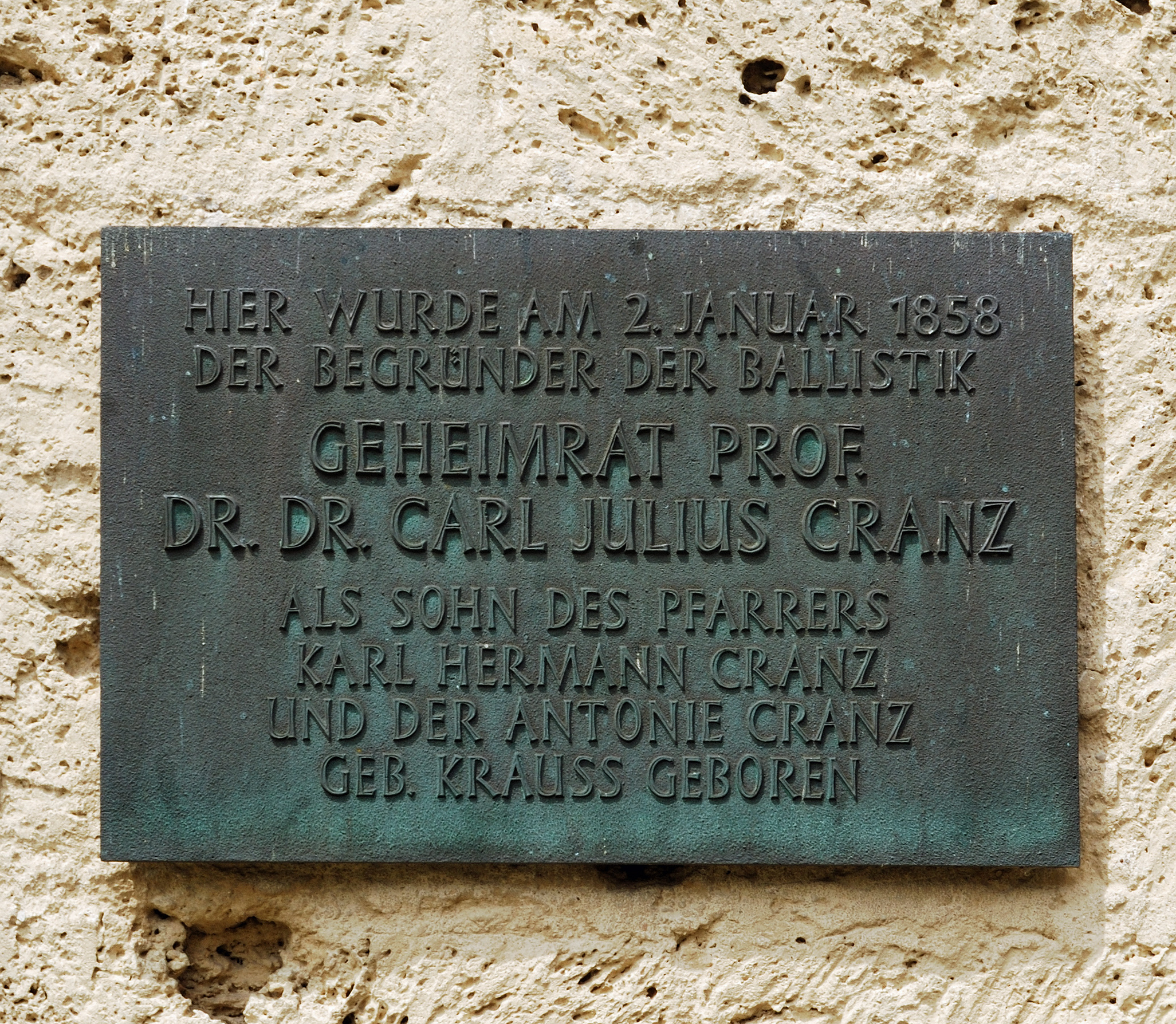 Infotafel am Geburtshaus Carl Julius Cranz