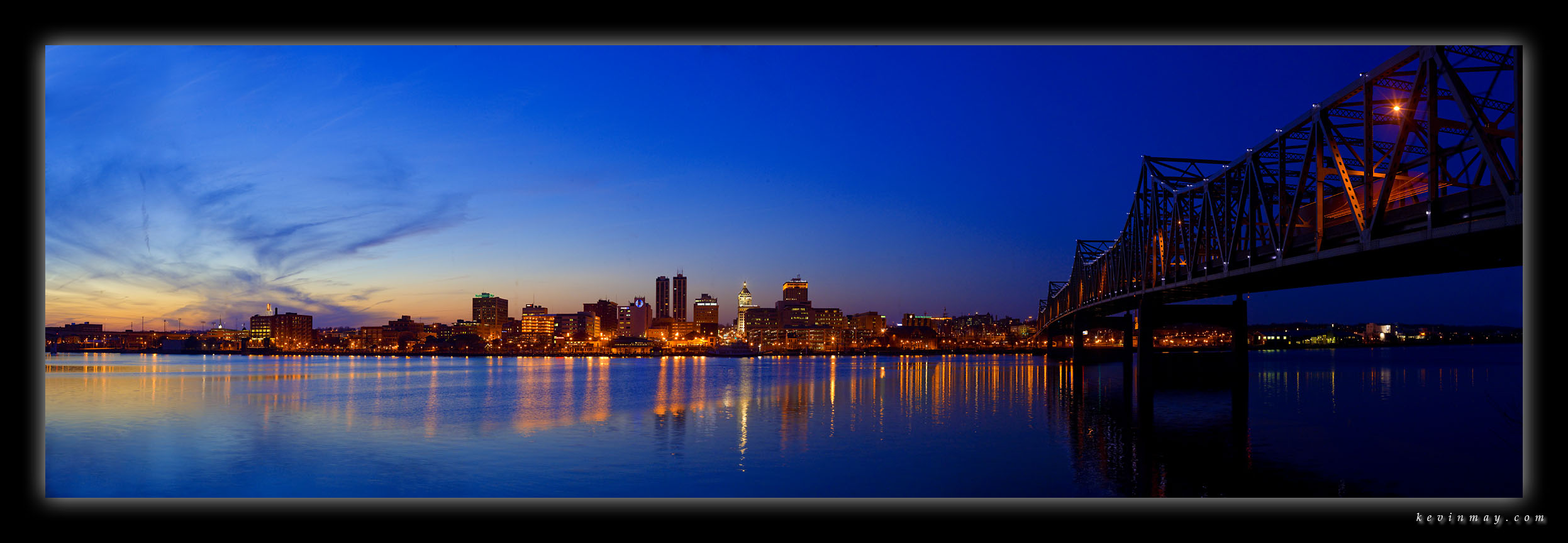 Skyline of downtown Peoria, Illinois, USA