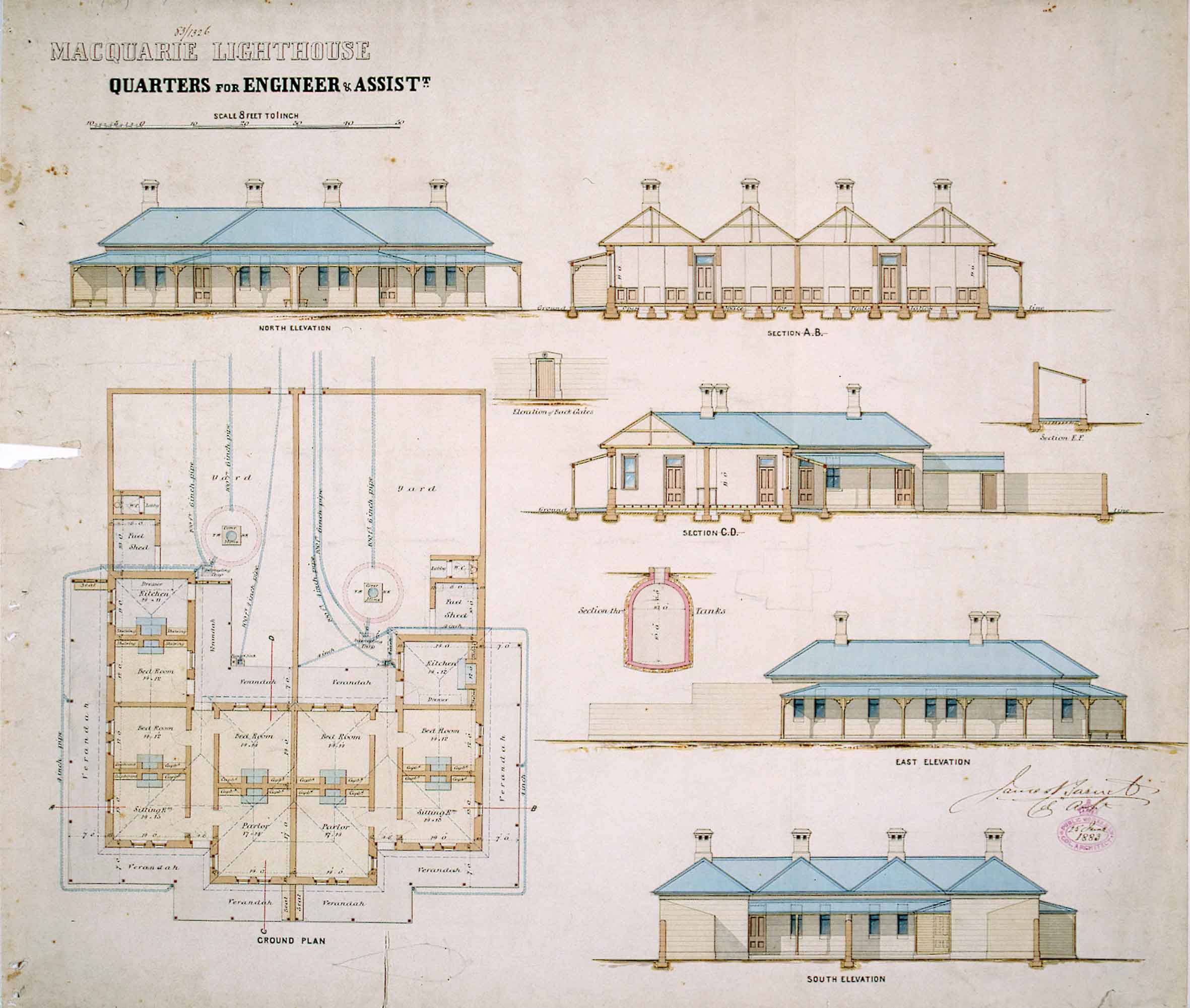 Macquarie Lighthouse - Quarters for Engineer and Assistant, 1883